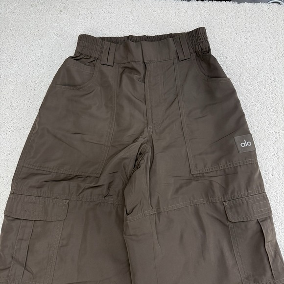 Alo High Waist Ski Moto Cargo Pant Brown Wide Leg XS Women $198 - Picture 3 of 15